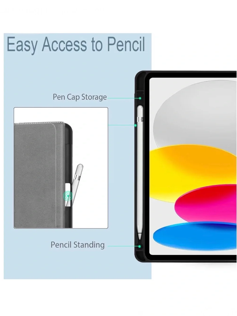 Blue Floral🪻iPad📱Cover w Flip Stand Auto Sleep💤& Pencil🖊️Holder + Pocket